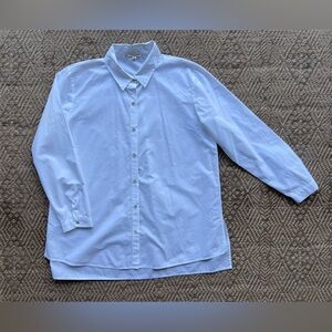 Eileen Fisher Shirt Womens M White Organic‎ Cotton Button Up Blouse Top Scandi